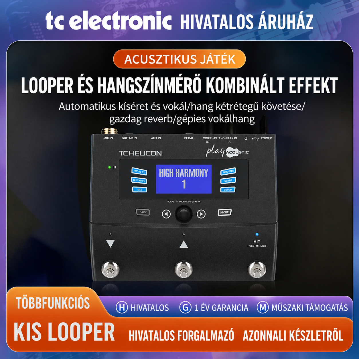 [Copy]TC Helicon kétcsatornás pedálos gitáreffekt erősítő, hordozható, újratölthető Bluetooth hangszóró