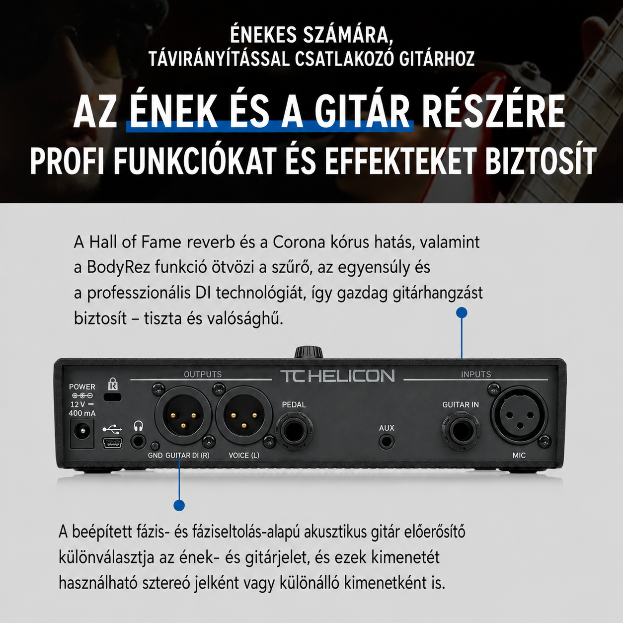 [Copy]TC Helicon kétcsatornás pedálos gitáreffekt erősítő, hordozható, újratölthető Bluetooth hangszóró