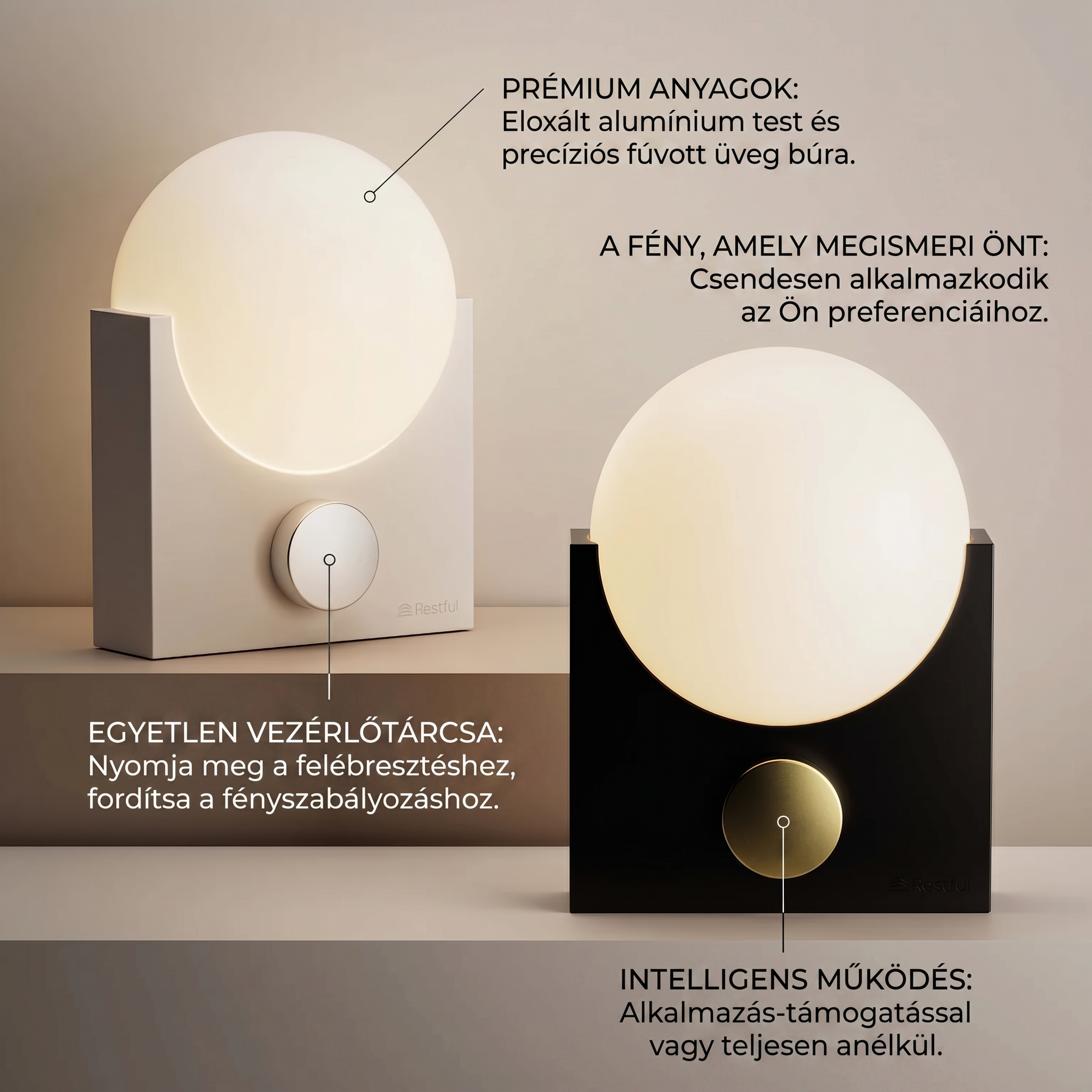 Vadonatúj fekete technológia 🌙 Atmos Okos Alváslámpa | Hálószobai öntanuló "Bauhaus" fényterápiás lámpa ✨