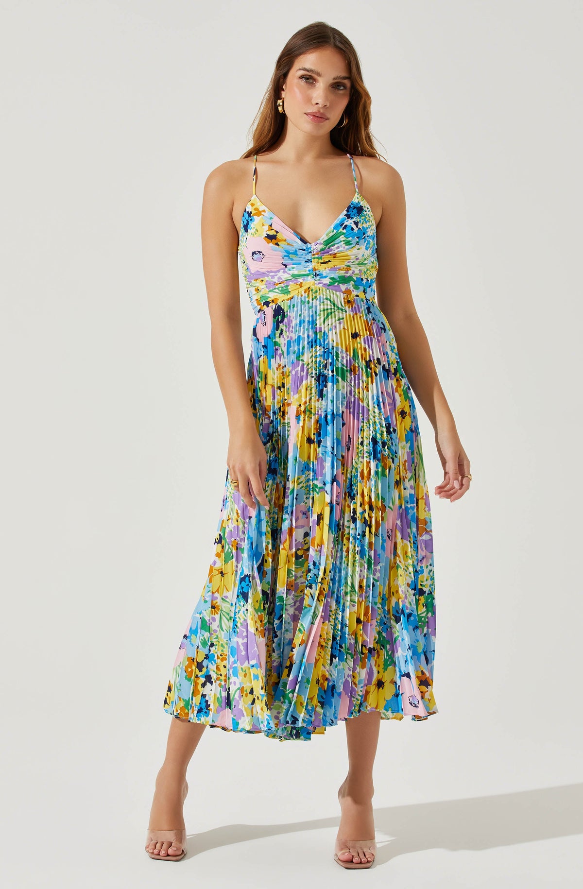 Club Chic Casual Pleated Print Dress
