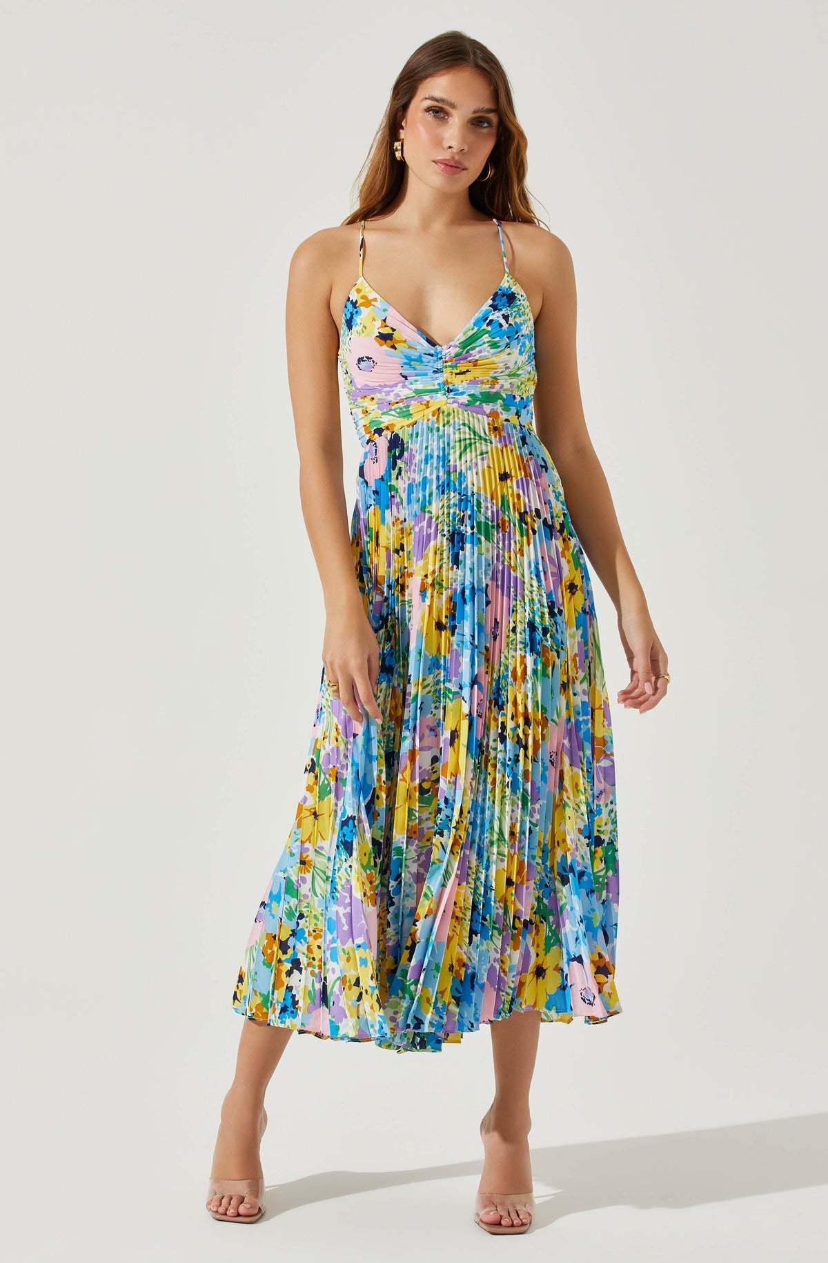 Club Chic Casual Pleated Print Dress