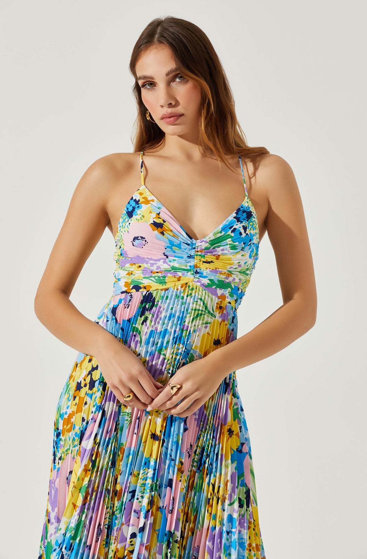 Club Chic Casual Pleated Print Dress