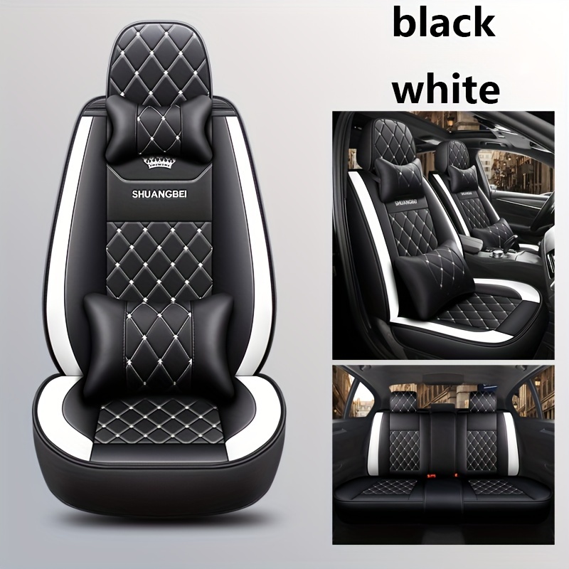 Set de 5 huse de scaun auto Pachet complet Pernă de scaun auto din piele PU Husă de scaun auto universală Set complet compatibil cu modelele cu cinci locuri