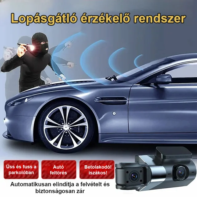Hármas rögzítésű, nagyfelbontású WiFi-s autós kamera