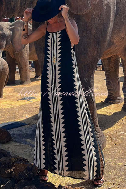 Take A Trip Ethnic Print Backless A-line Maxi Dress