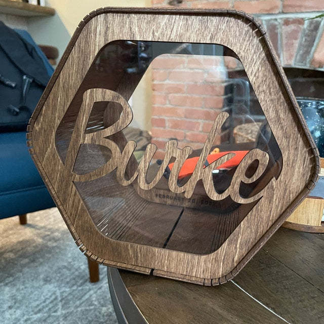 Személyre szabott esküvői hatszögletű kártya doboz