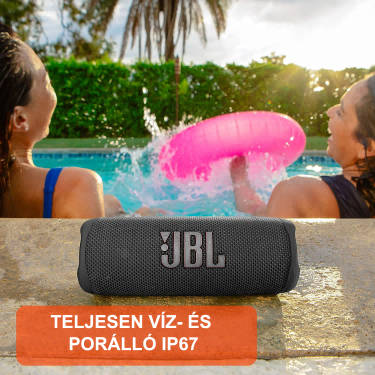 JBL Flip 6 - Hordozható Bluetooth hangszóró, erőteljes hang és mély basszus, IPX7 vízálló, 12 órányi lejátszási idő
