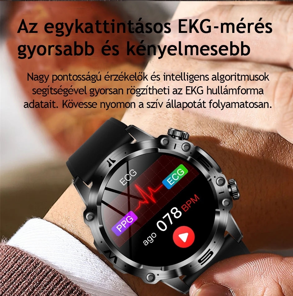 AI ORVOSI DIAGNOSZTIKÁS OKOSÓRA - 2024 ÚJ VÉRLIPIDEK, HÚGYSAV, VÉRGLUKOZ SZINT - EKG+PPG FITNESZKÖVETŐ