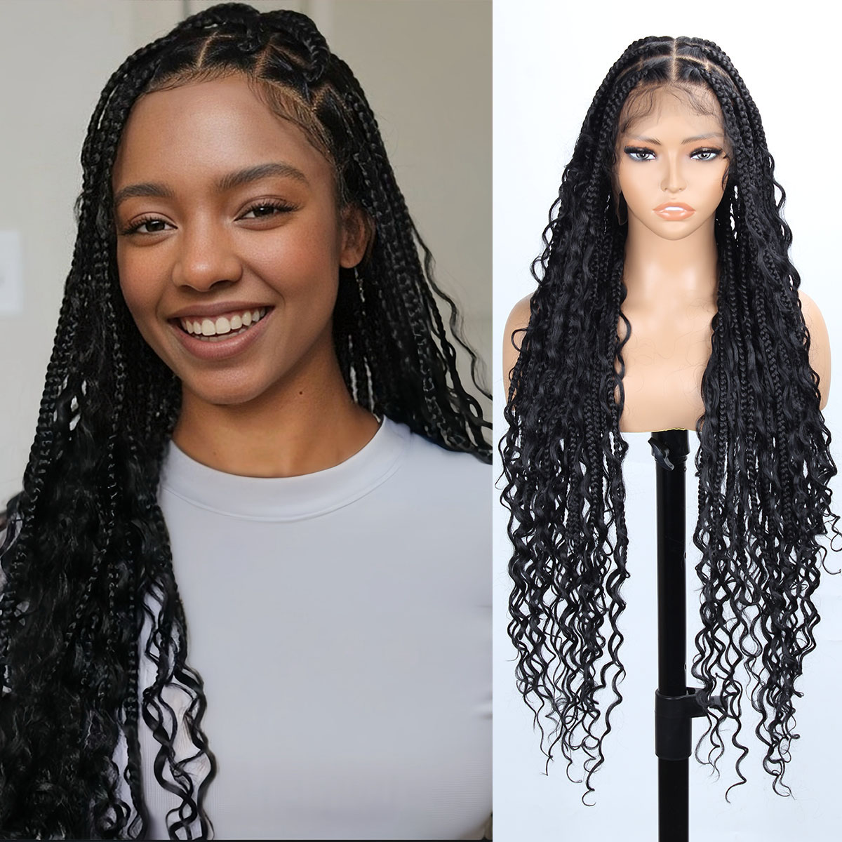 vecago Full Lace Braided Wigs for Black Women