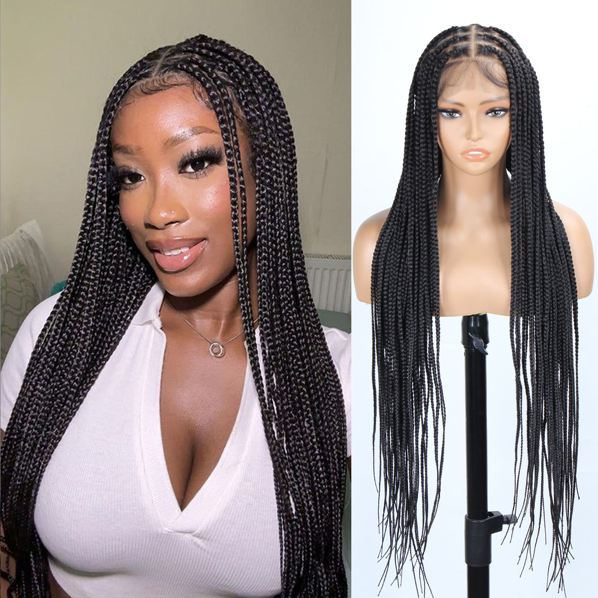 vecago Full Lace Braided Wigs for Black Women