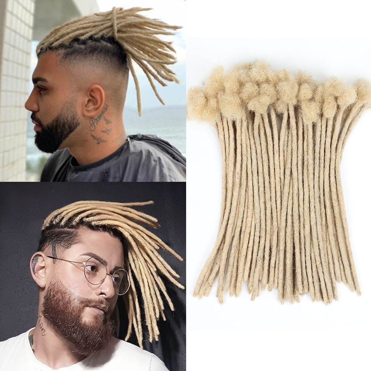 #613 Blonde Loc Extensions Human Hair, 0.4-0.6cm Width Human Hair Dreadlock Extensions 6-18 Inch