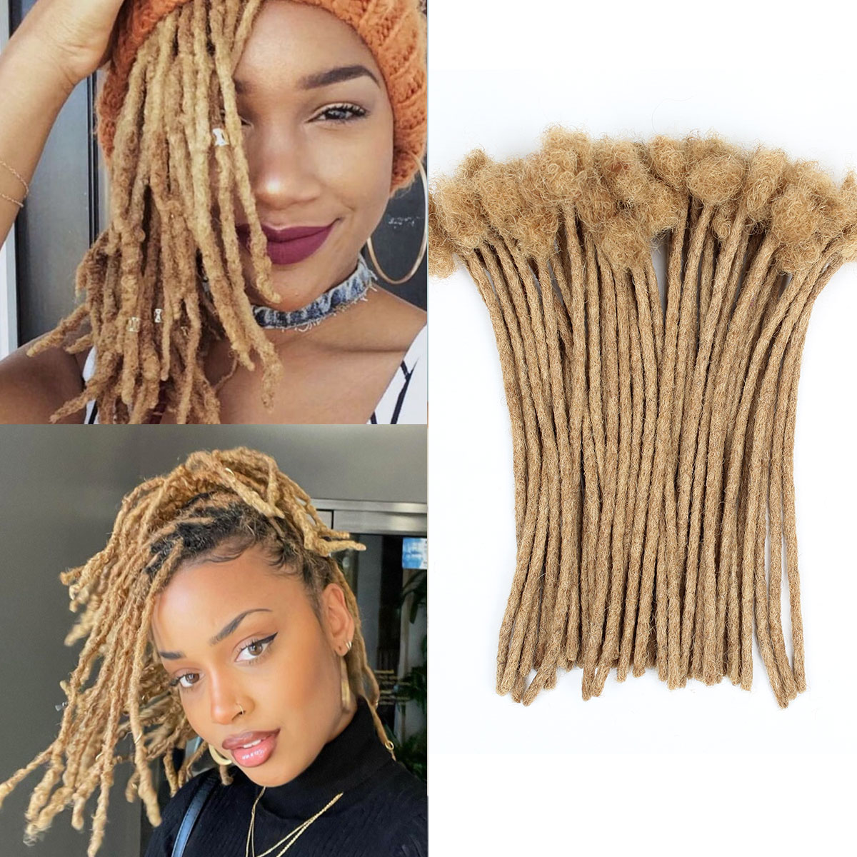 27#Brown Loc Extensions Human Hair, 0.4 cm Width Human Hair Dreadlock Extensions 6-18 Inch