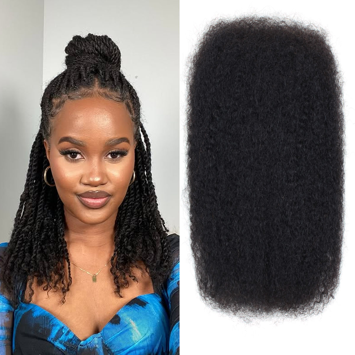 Vecago Afro Kinkys Bulk Human Hair, 4c Curly Hair for Permanent Sister Locs/ Mini Twists/Braids/Repair Can Dye and Bleach