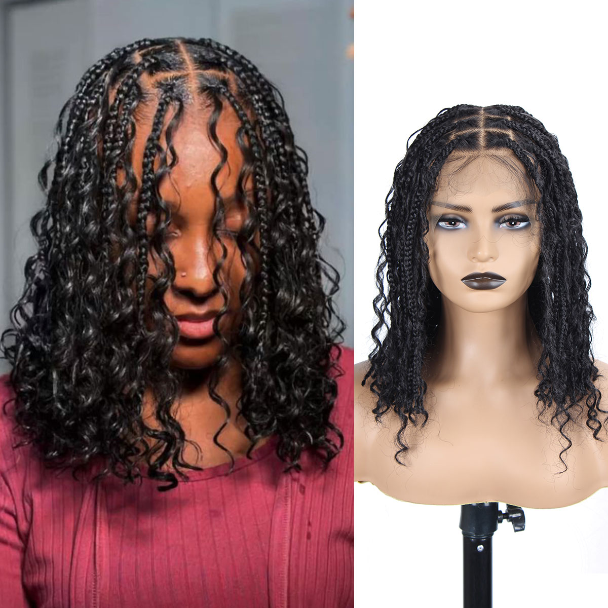 vecago Full Lace Braided Wigs for Black Women