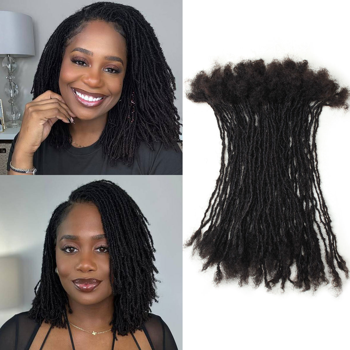Interlocking Sister Loc Extensions Human Hair Micro Dreadlocks Permanent Small Dreads Extensions for Women