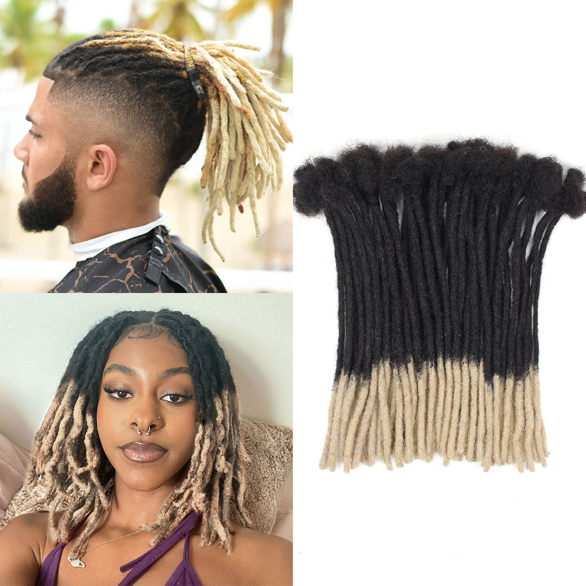 Vecago Loc Extensions Human Hair, 0.4cm Width Human Hair Dreadlock Extensions