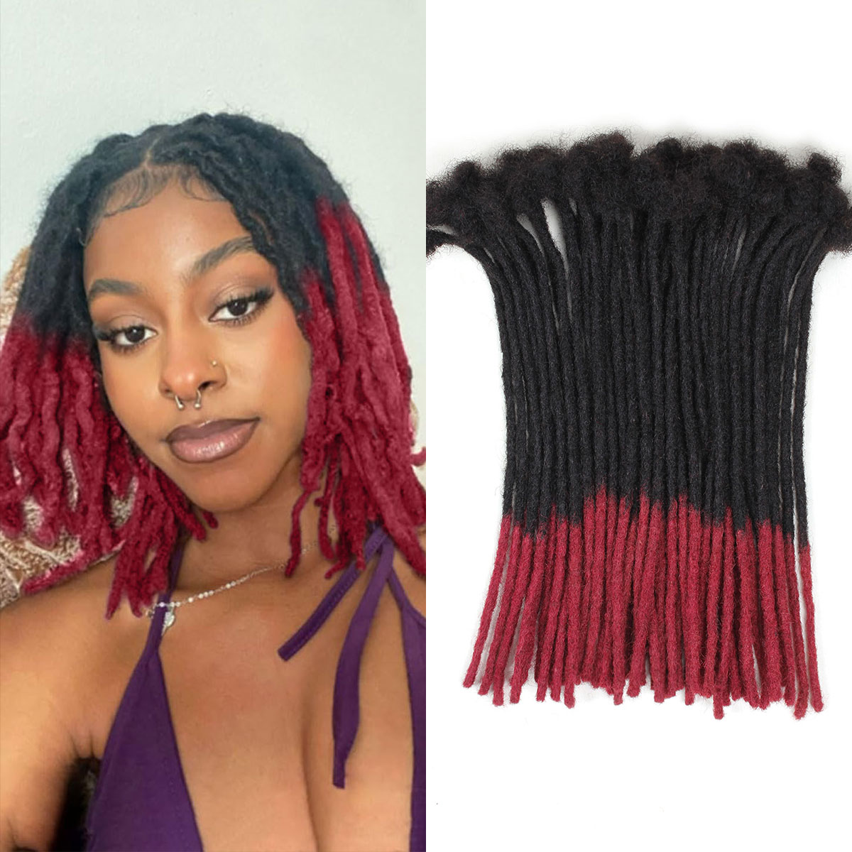 Vecago Loc Extensions Human Hair, 0.4cm Width Human Hair Dreadlock Extensions