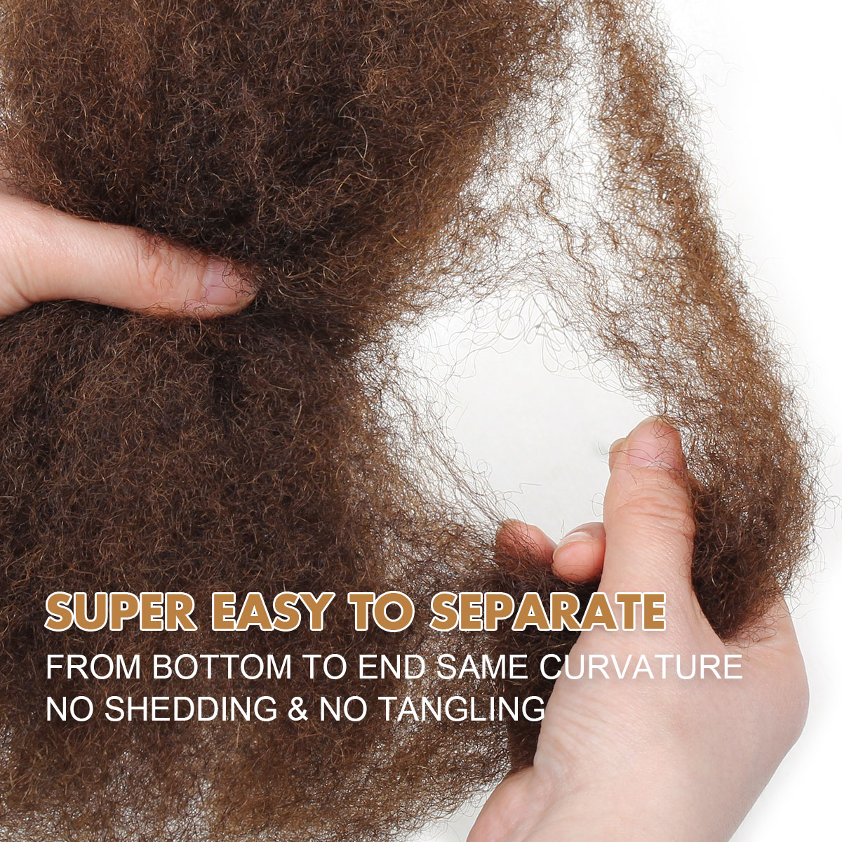 Vecago Afro Kinkys Bulk Human Hair, 4c Curly Hair for Permanent Sister Locs/ Mini Twists/Braids/Repair Can Dye and Bleach, Medium Brown