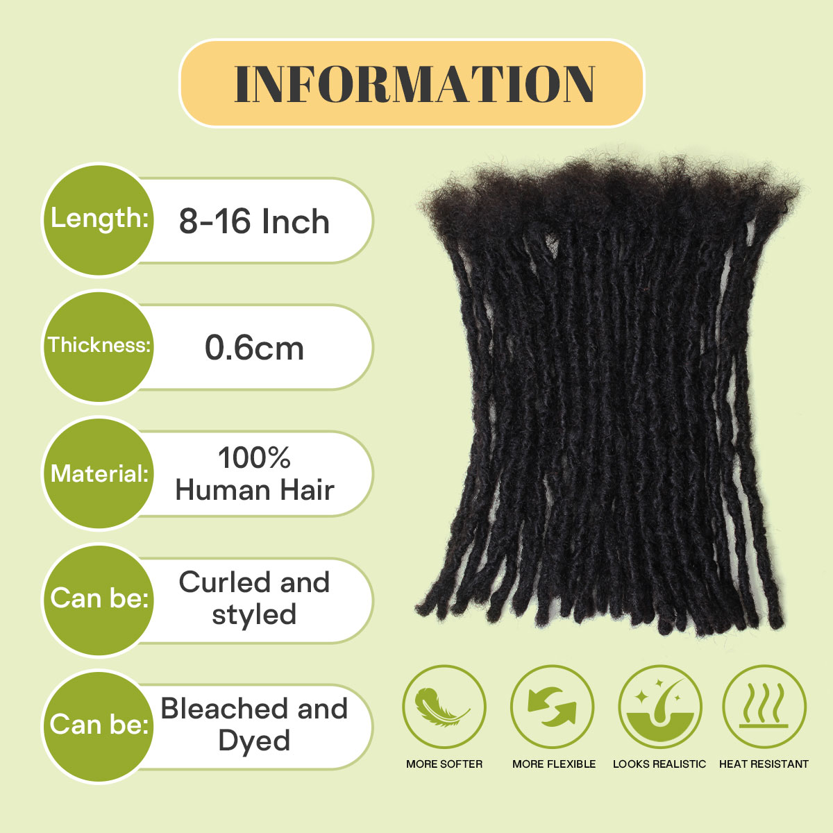 Interlocking Locs 100％ Human Hair Loc Extensions, Whole long hair, Full Handmade Loc Extensions