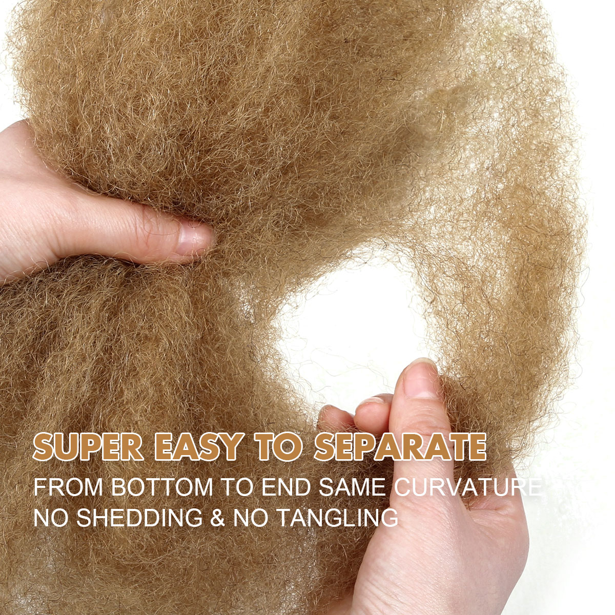 Vecago Afro Kinkys Bulk Human Hair, 4c Curly Hair for Permanent Sister Locs/Mini Twists/Braids/Repair Can Dye and Bleach, Honey Blonde