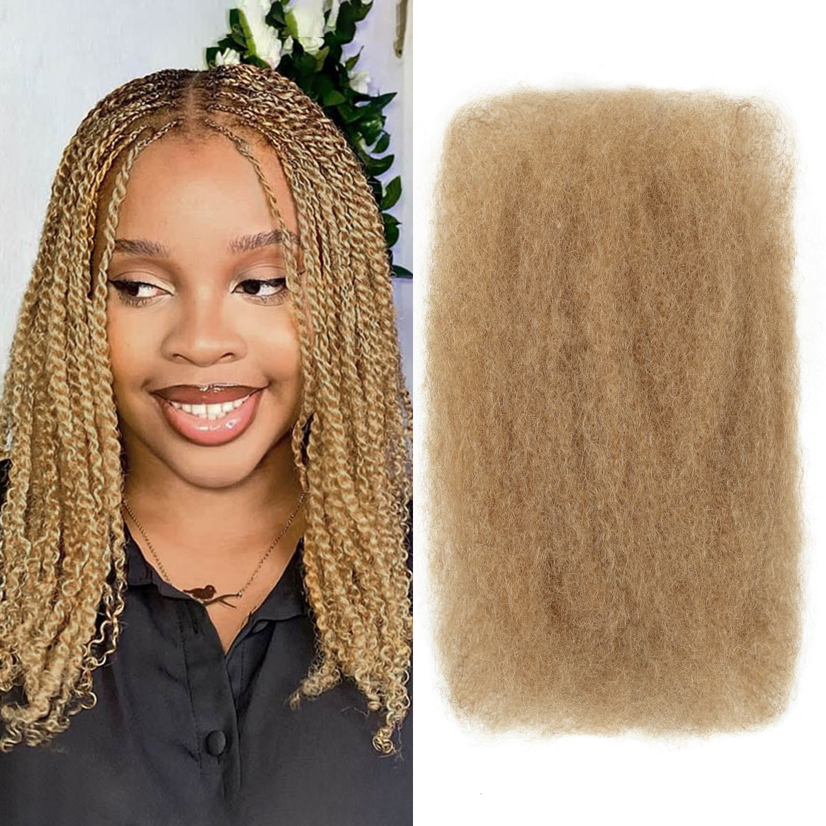 Vecago Afro Kinkys Bulk Human Hair, 4c Curly Hair for Permanent Sister Locs/ Mini Twists/Braids/Repair Can Dye and Bleach