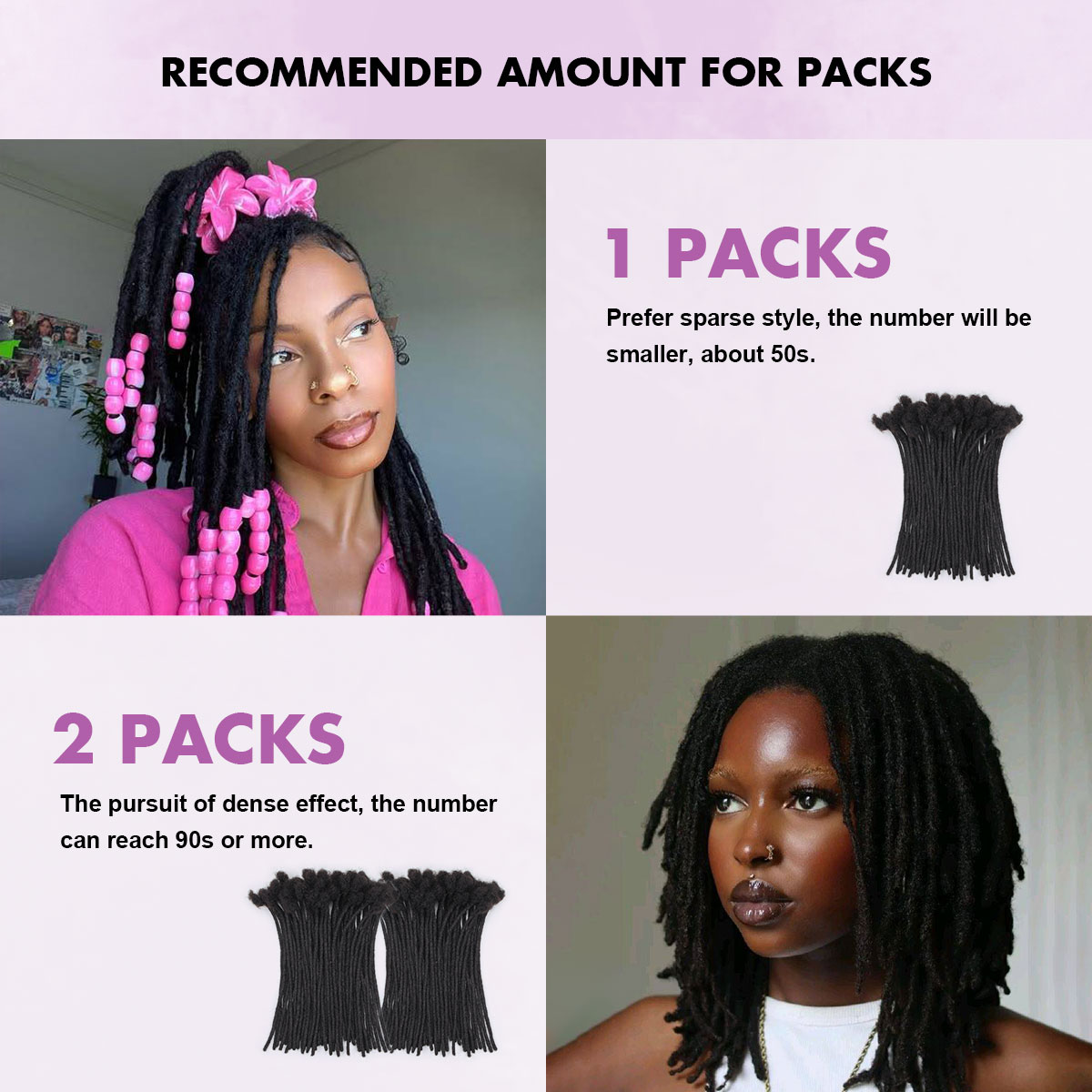 1B Loc Extensions Human Hair, 0.4-0.6cm Width Human Hair Dreadlock Extensions 6-18 Inch