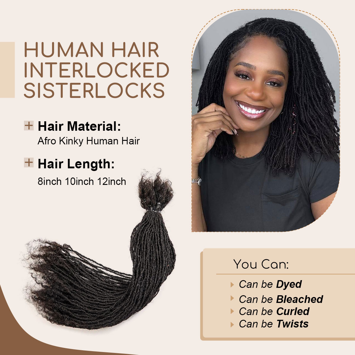 Sister Interlock Loc Extensions Human With Curly End 0.2cm Micro Dreadlock Extebsions Human Hair