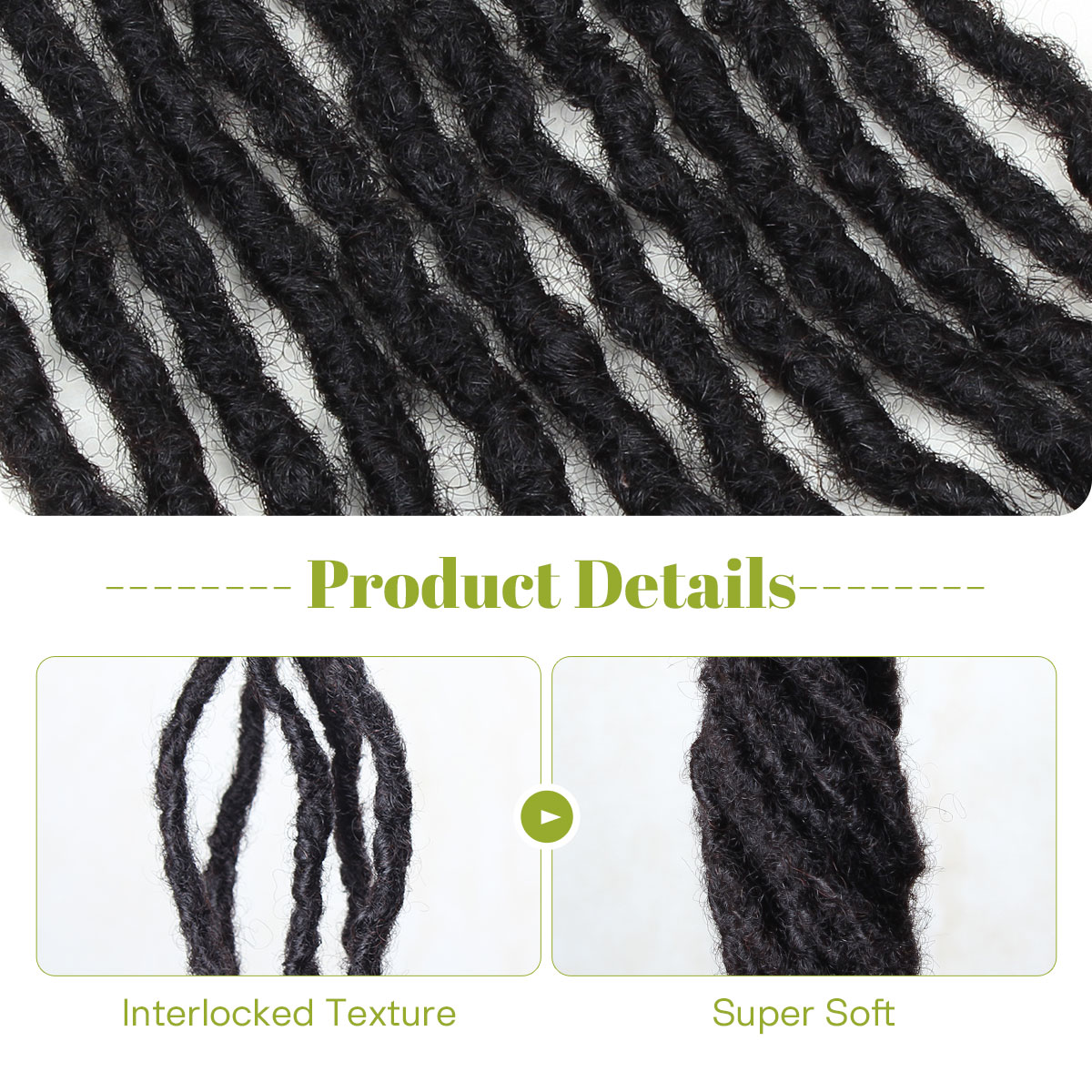 Interlocking Locs 100％ Human Hair Loc Extensions, Whole long hair, Full Handmade Loc Extensions