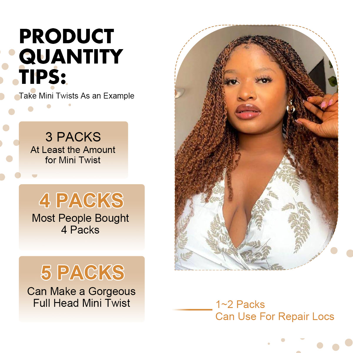 Vecago Afro Kinkys Bulk Human Hair, 4c Curly Hair for Permanent Sister Locs/ Mini Twists/Braids/Repair Can Dye and Bleach, Auburn Brown