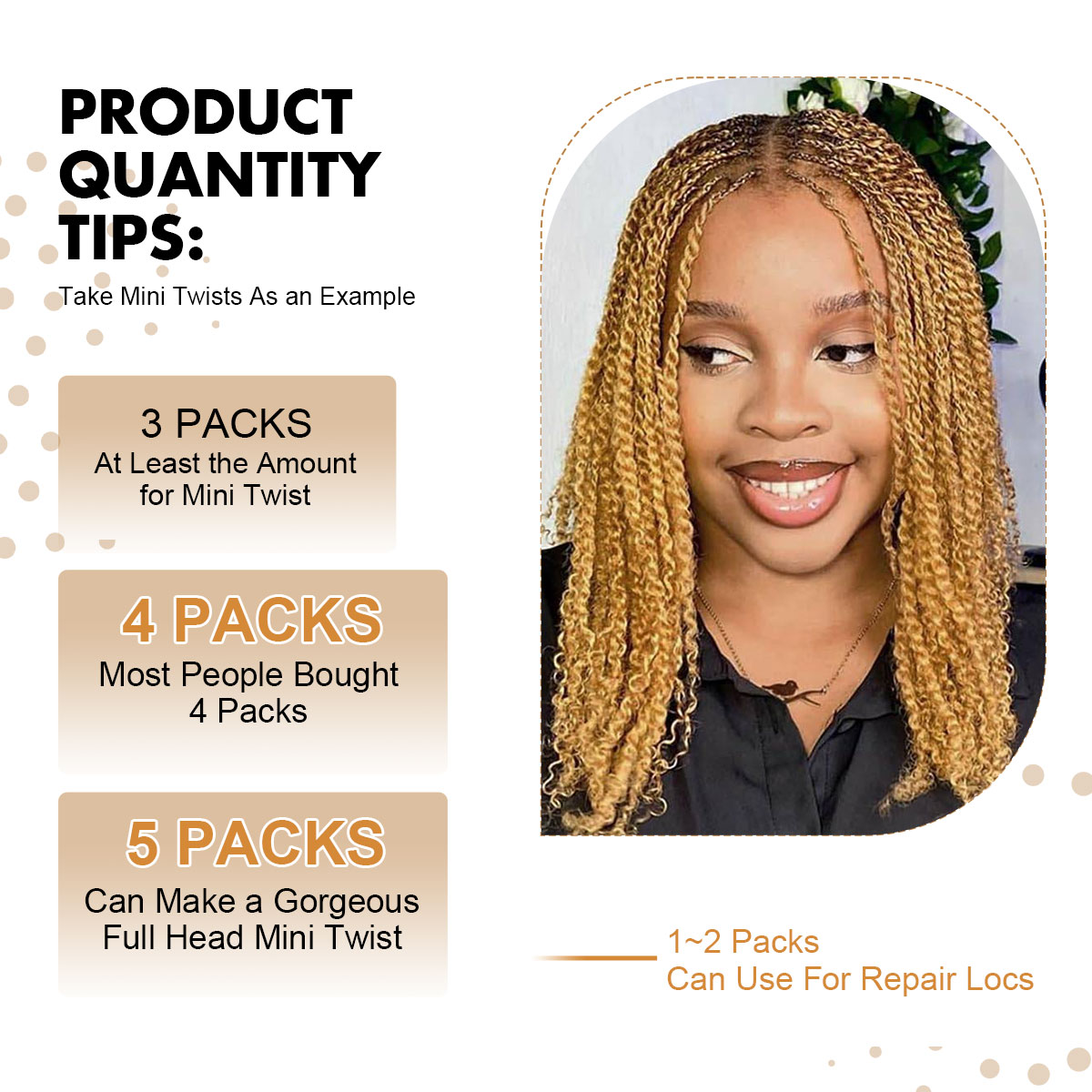 Vecago Afro Kinkys Bulk Human Hair, 4c Curly Hair for Permanent Sister Locs/Mini Twists/Braids/Repair Can Dye and Bleach, Honey Blonde