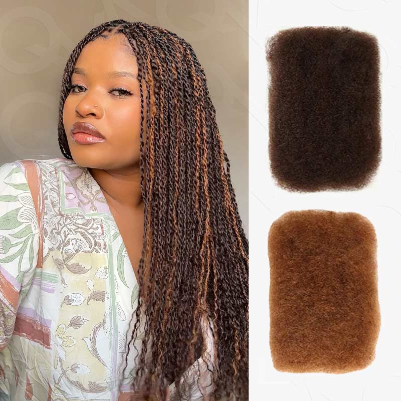 Vecago Afro Kinkys Bulk Human Hair, 4c Curly Hair for Permanent Sister Locs/ Mini Twists/Braids/Repair Can Dye and Bleach, #4+#30