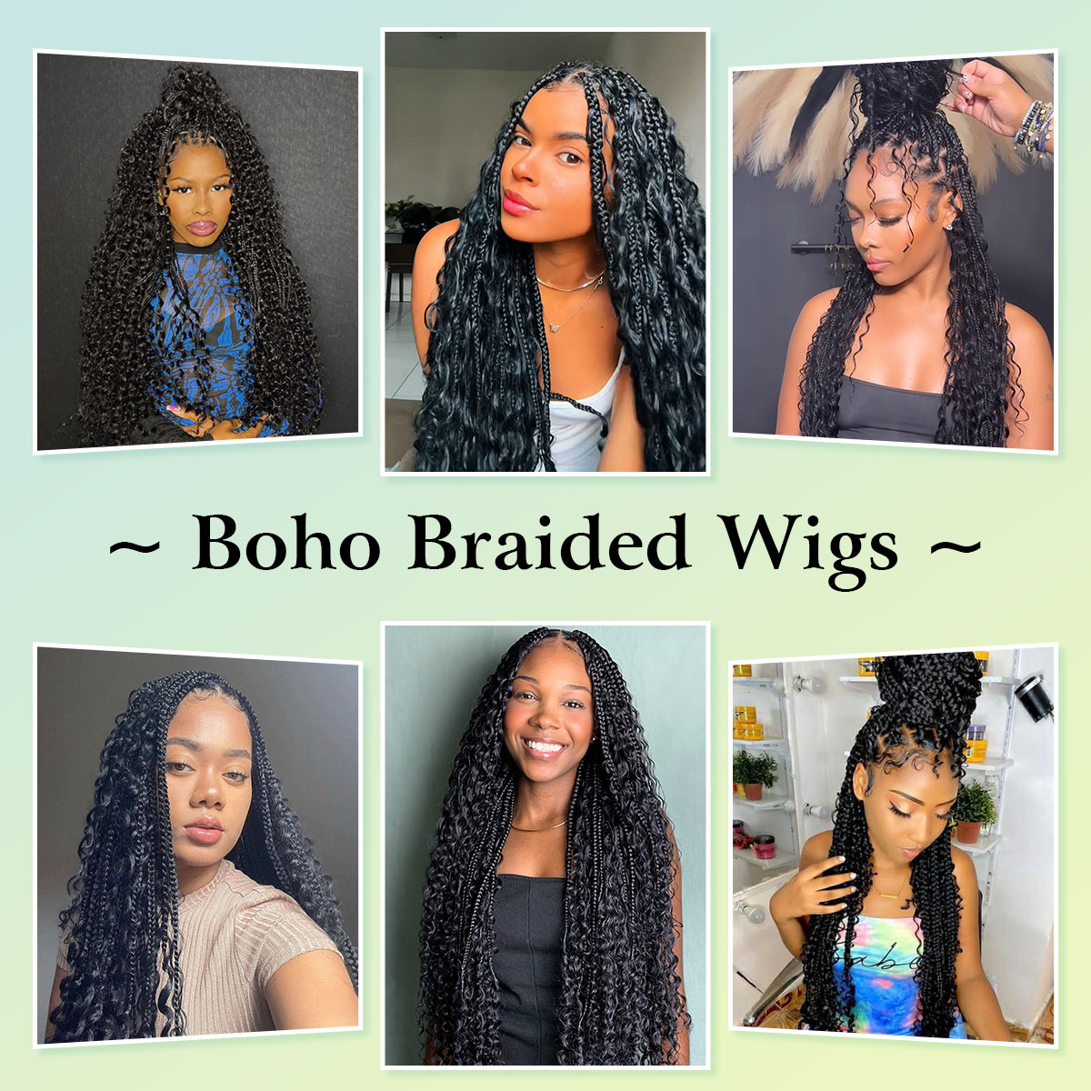 商品图片 Vecago 36 inch Single Full Lace Boho Braided Wigs for Black Women, 360 HD Lace Knotless Box Braid Wigs with Baby Hair Black Synthetic Braid Wig