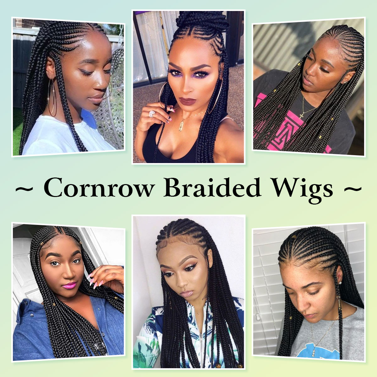Vecago 36 Inch Cornrow Braided Wigs for Black Women, Knotless 13x8 Box Braid Lace Front Wigs with Baby Hair Black Synthetic Corn Braid Wig