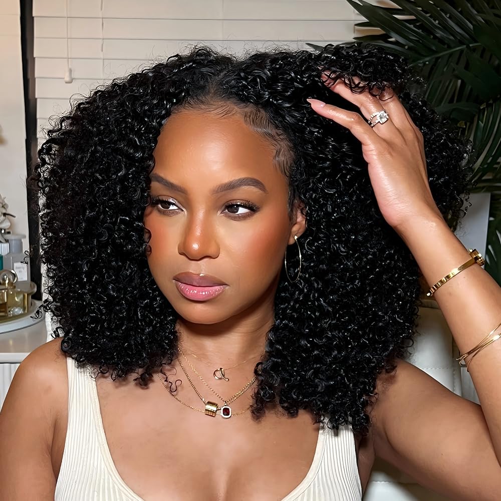 Afro Kinky Curly Knotless Pre-Separated Crochet Hair Extensions Kinky Curly Feather Hair Extensions Afro Kinky Curly Feather Line Hair 100% Human Hair