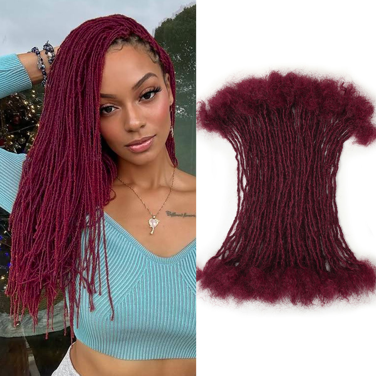 Interlocking Sister Loc Extensions Human Hair Micro Dreadlocks Permanent Small Dreads Extensions for Women
