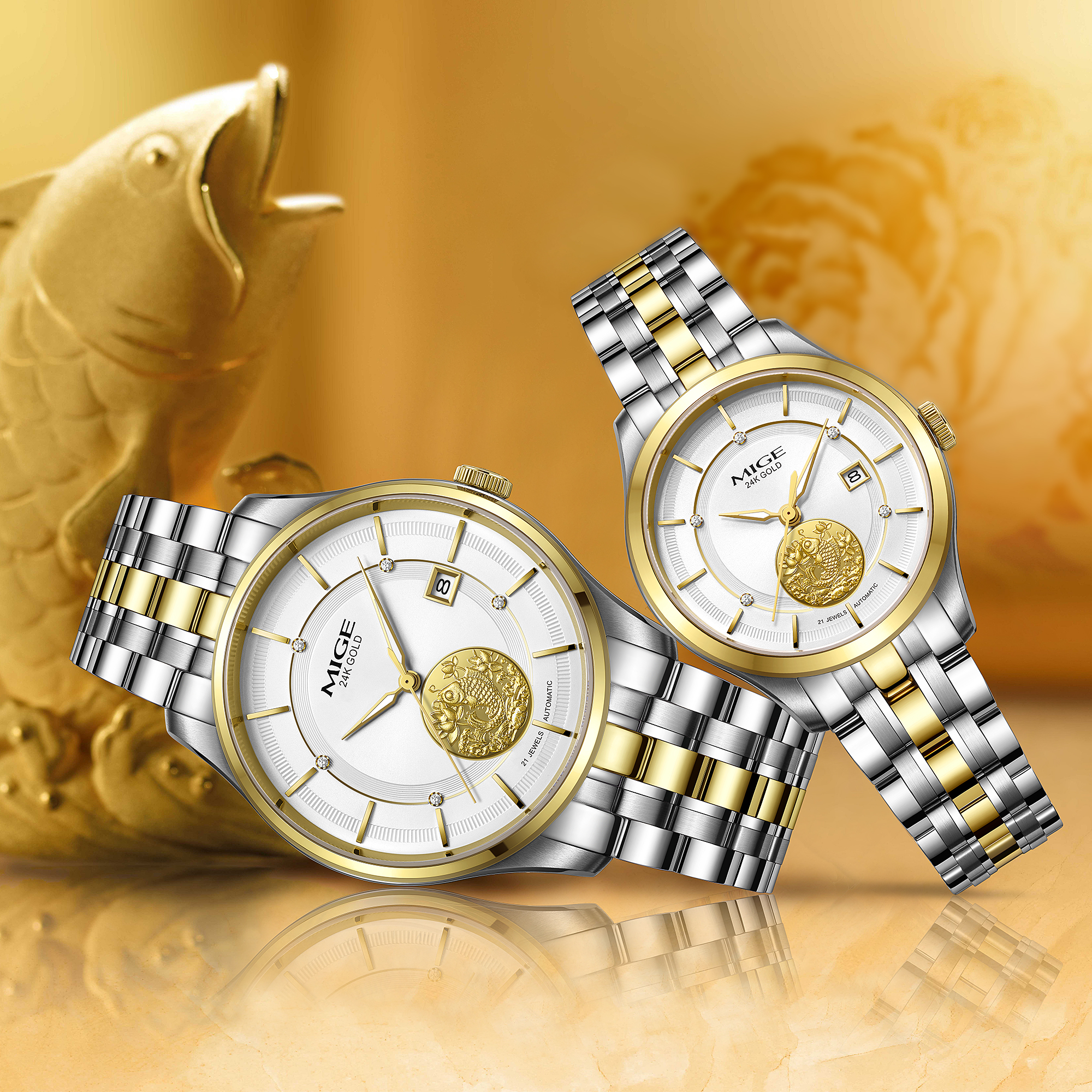 SH9158GHJ-MIGE Men's and Women's Watches Fully Automatic Mechanical Gold-plated High-end Business Watches