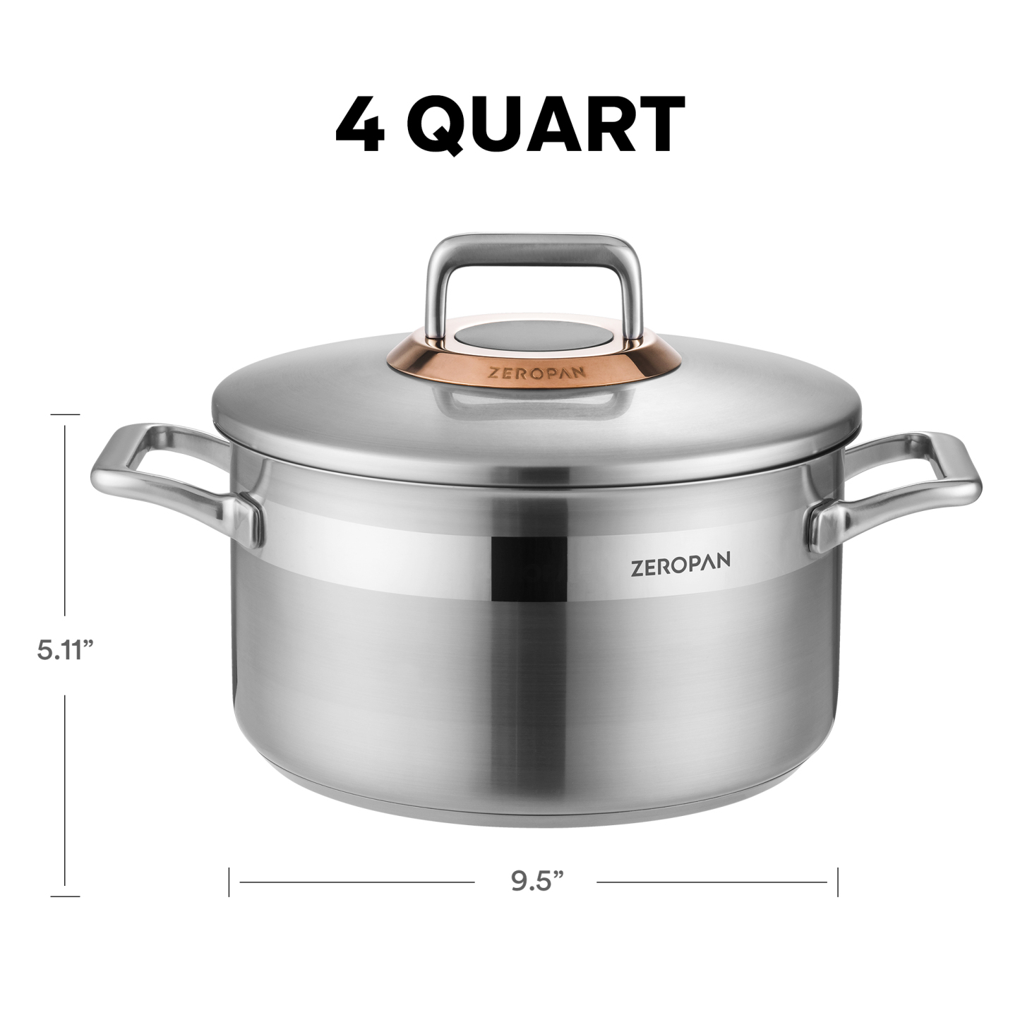 ZEROPAN Hybrid Nonstick Stockpot, Non-Toxic Non-Stick Professional Cookware, Stainless Steel Stockpot with Glass Lid, Non-stick Soup Pot, Dishwasher-Friendly, Oven-Safe Up to 500°F, Compatible with All Cooktops, Stay-Cool Handle