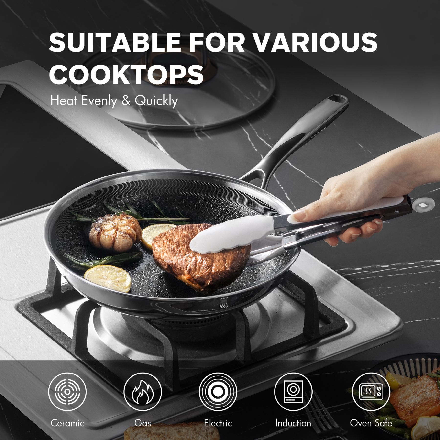  ZEROPAN Non-Toxic Non-Stick Professional Cookware, Hybrid Non-Stick Frying Pan with Lid, Non-Stick Frying Pan, Removable Handle, Dishwasher Safe, Oven Safe up to 500°F, Induction Cooktop Safe, Compatible with All Stovetops