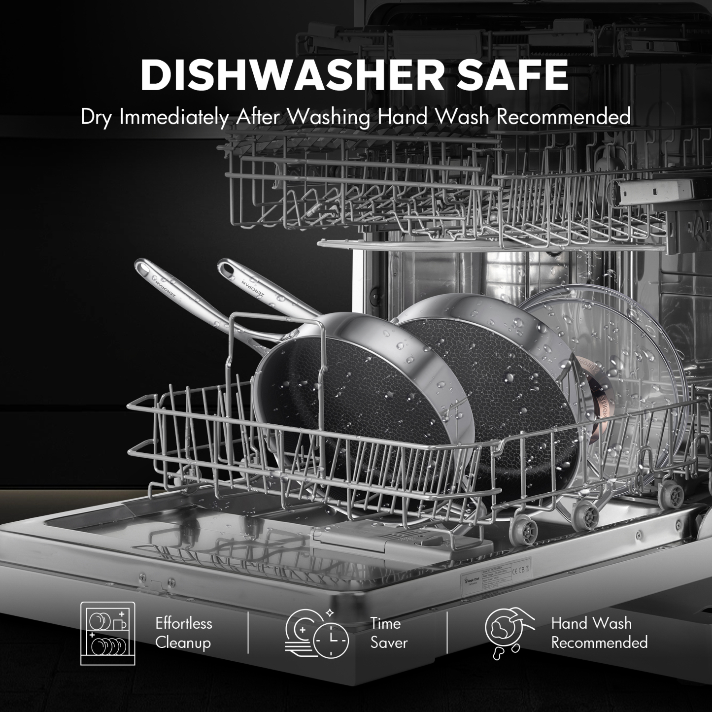  ZEROPAN Hybrid Nonstick Deep Sauté Pan, Non-Toxic Non-Stick Professional Cookware, Frying Pans Nonstick with Lid, Stay-Cool Handle, Deep Frying Pan Dishwasher-Friendly, Oven-Safe Up to 500°F, Compatible with All Cooktops,  PFAS PFOA PTFE Free