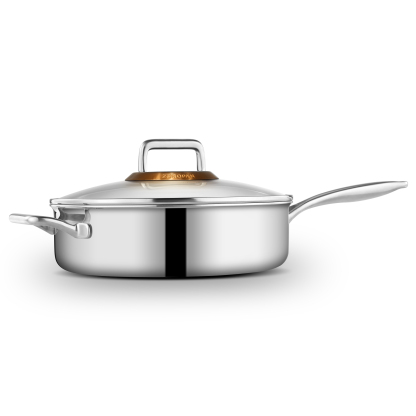  ZEROPAN Hybrid Nonstick Deep Sauté Pan, Non-Toxic Non-Stick Professional Cookware, Frying Pans Nonstick with Lid, Stay-Cool Handle, Deep Frying Pan Dishwasher-Friendly, Oven-Safe Up to 500°F, Compatible with All Cooktops,  PFAS PFOA PTFE Free