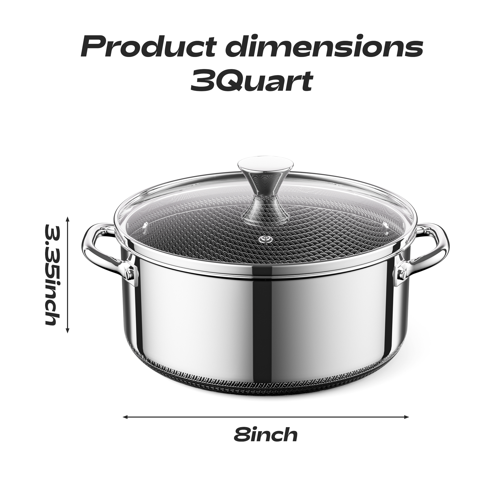 ZEROPAN Hybrid Nonstick Stockpot,Non-Toxic Non-Stick Professional Cookware,  Stainless Steel Stockpot with Glass Lid, Dishwasher-Fri endly, Oven-Safe Up to 500°F, Non-stick Soup Pot Compatible with All Cooktops, Stay-Cool Handle