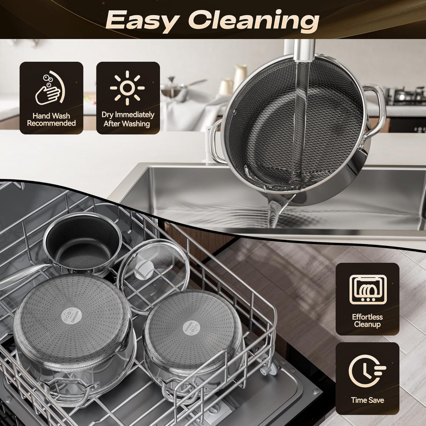 ZEROPAN Hybrid Nonstick Stockpot,Non-Toxic Non-Stick Professional Cookware,  Stainless Steel Stockpot with Glass Lid, Dishwasher-Fri endly, Oven-Safe Up to 500°F, Non-stick Soup Pot Compatible with All Cooktops, Stay-Cool Handle