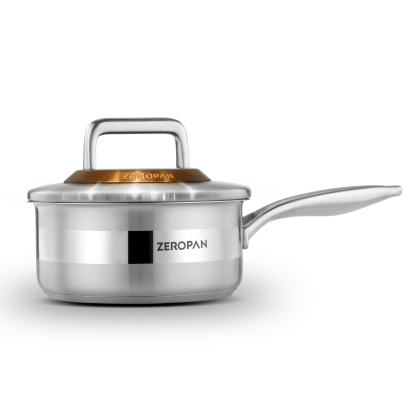 ZEROPAN 1 Quart Stainless Steel Saucepan with Glass Lid, 6 Inch Hybrid Nonstick Sauce Pan,Small Cooking Pots,  Non-Toxic Non-Stick Professional Cookware, Stay-Cool Handle, Dishwasher-Friendly, Oven-Safe Up to 500°F, Small Cooking Pots Compatible with All 