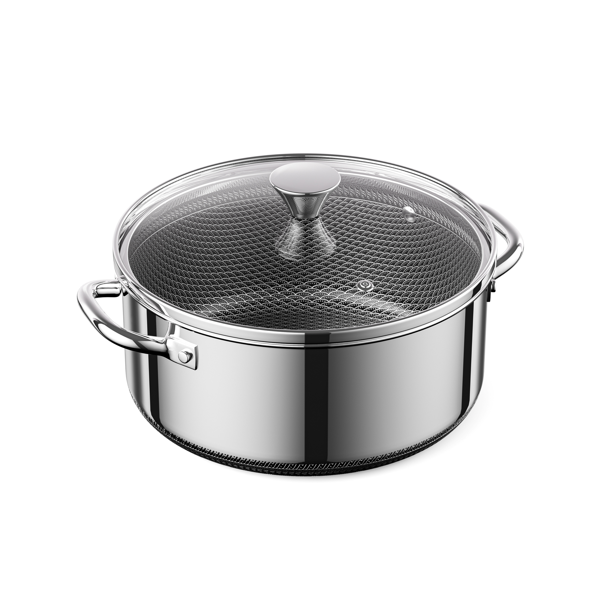 ZEROPAN Hybrid Nonstick Stockpot,Non-Toxic Non-Stick Professional Cookware,  Stainless Steel Stockpot with Glass Lid, Dishwasher-Fri endly, Oven-Safe Up to 500°F, Non-stick Soup Pot Compatible with All Cooktops, Stay-Cool Handle