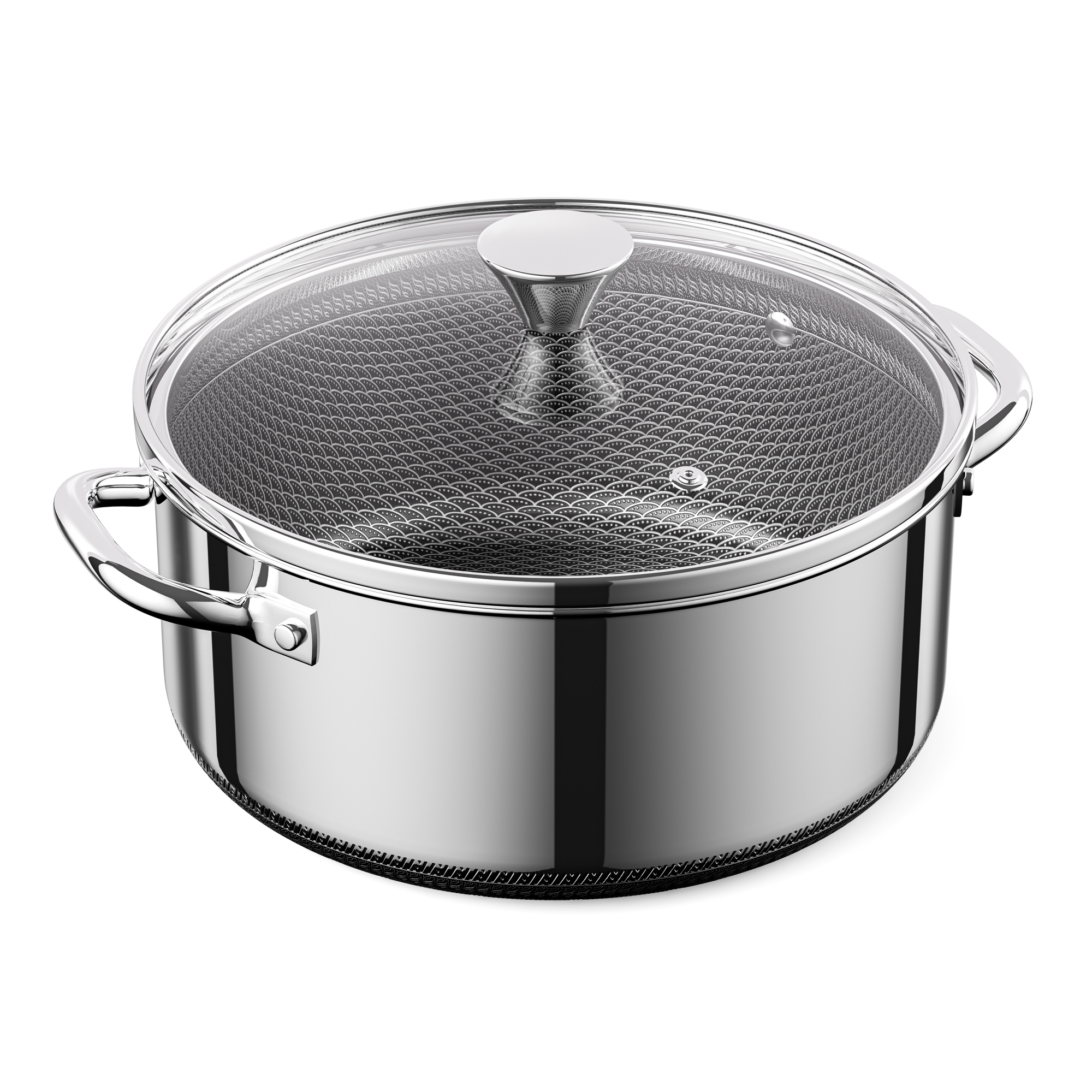 ZEROPAN Hybrid Nonstick Stockpot,Non-Toxic Non-Stick Professional Cookware,  Stainless Steel Stockpot with Glass Lid, Dishwasher-Fri endly, Oven-Safe Up to 500°F, Non-stick Soup Pot Compatible with All Cooktops, Stay-Cool Handle