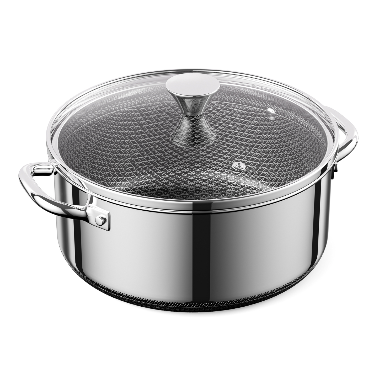 ZEROPAN Hybrid Nonstick Stockpot,Non-Toxic Non-Stick Professional Cookware,  Stainless Steel Stockpot with Glass Lid, Dishwasher-Fri endly, Oven-Safe Up to 500°F, Non-stick Soup Pot Compatible with All Cooktops, Stay-Cool Handle