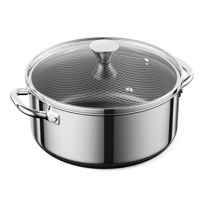 ZEROPAN Hybrid Nonstick Stockpot,Non-Toxic Non-Stick Professional Cookware,  Stainless Steel Stockpot with Glass Lid, Dishwasher-Fri endly, Oven-Safe Up to 500°F, Non-stick Soup Pot Compatible with All Cooktops, Stay-Cool Handle