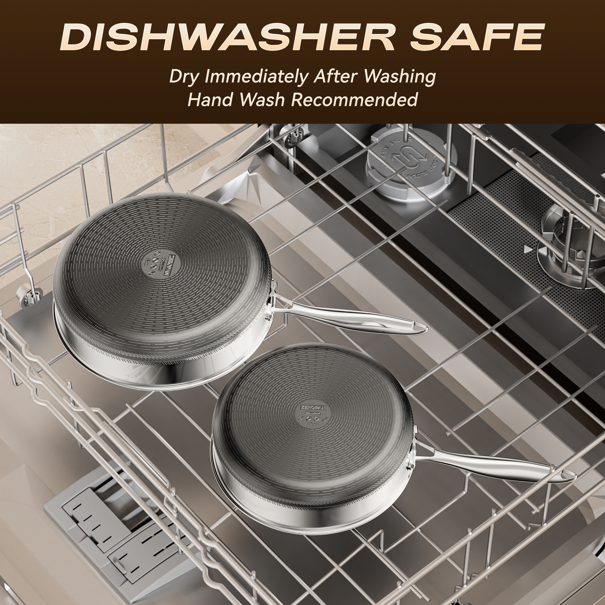 ZEROPAN Non-Toxic Non-Stick Professional Cookware, Deep Frying Pans Nonstick with Lid，Hybrid Nonstick Deep Sauté Pan, Stay-Cool Handle, Deep Frying Pan Dishwasher-Friendly, Oven-Safe Up to 500°F, Compatible with All Cooktops