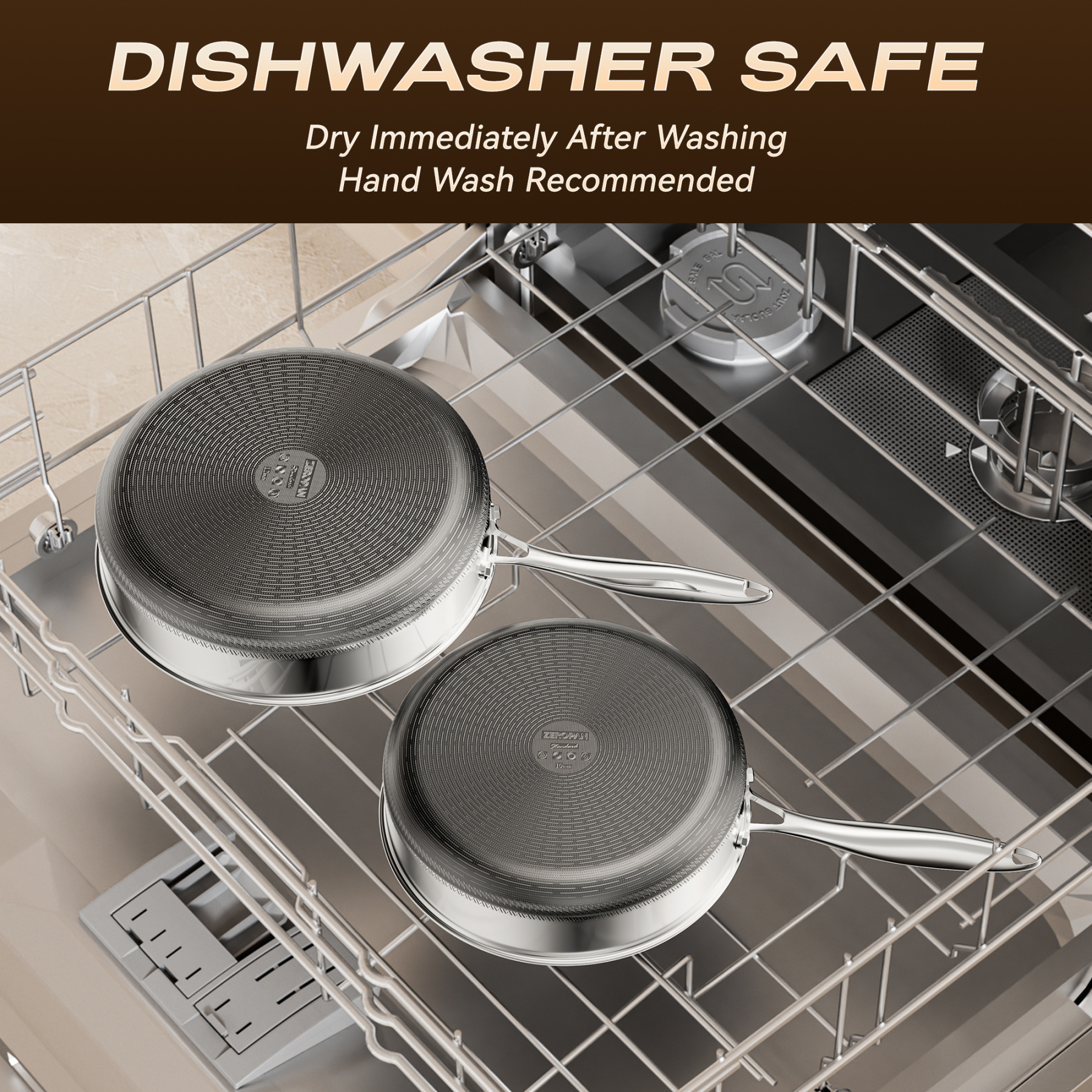 ZEROPAN Non-Toxic Non-Stick Professional Cookware, Deep Frying Pans Nonstick with Lid，Hybrid Nonstick Deep Sauté Pan, Stay-Cool Handle, Deep Frying Pan Dishwasher-Friendly, Oven-Safe Up to 500°F, Compatible with All Cooktops