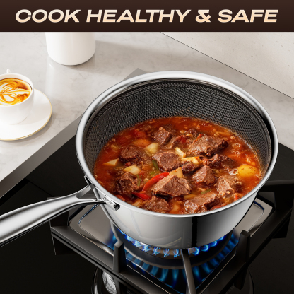 ZEROPAN Non-Toxic Non-Stick Professional Cookware, Hybrid Nonstick Stainless Steel Stockpot, Stainless Steel Stock pot with Glass Lid, Dishwasher-Friendly, Oven-Safe Up to 500°F, Non-stick Soup Pot Compatible with All Cooktops, Stay-Cool Handle